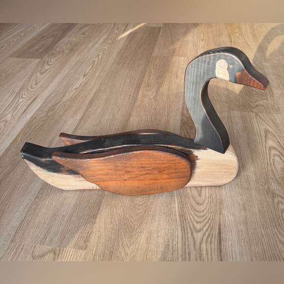 Vintage Handmade Wood Duck Sculpture Folk Art Painted 20” Head Turns